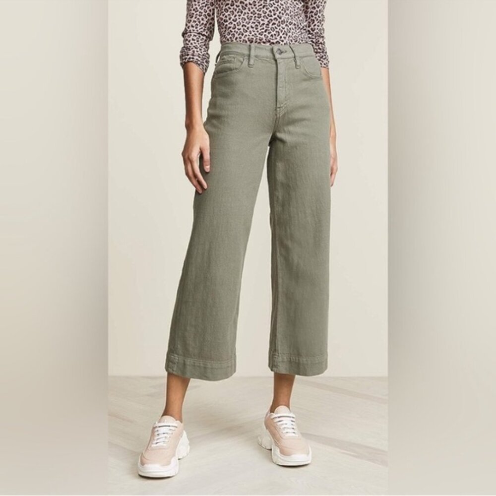 HUDSON Holly High Rise Crop Flare Green Pants - Size 27, 100% Cotton - MSRP $245